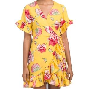 TRUE DESTINY Juniors Printed Wrap Dress